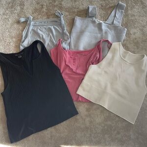Hollister Stylish Women's Ribbed Tank Tops - Black, Pink, Cream, Gray